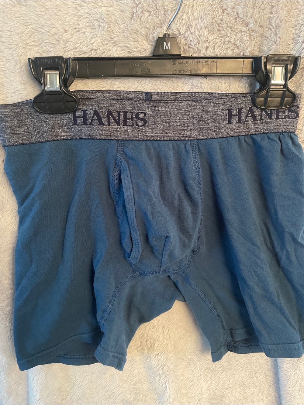 Hanes Men’s Navy Blue Boxer Briefs with Branded Waistband
